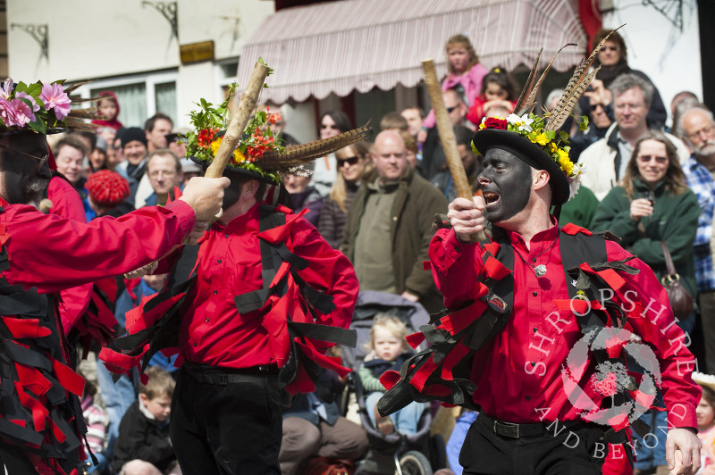 The Ironmen and Severn Gilders morris team at the Green Man Festival, Clun, Shropshire.