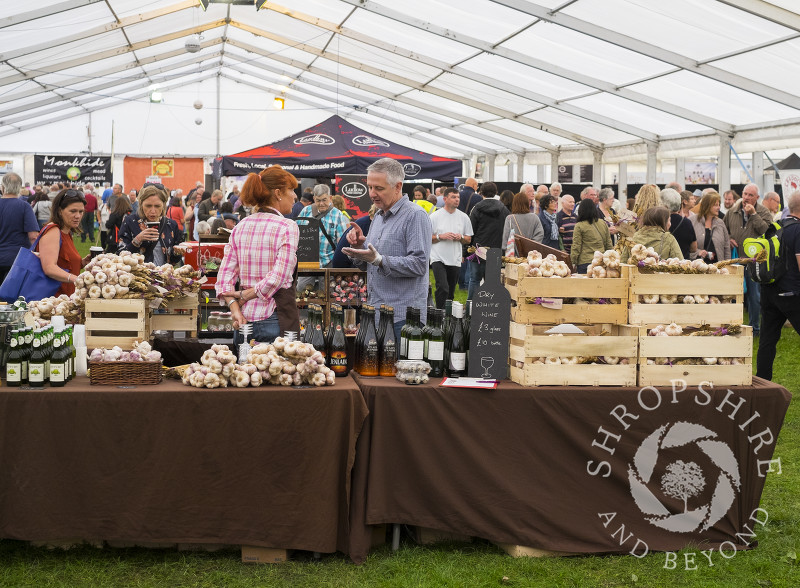 The French Flavour garlic stall at Ludlow Food Festival, Shropshire.