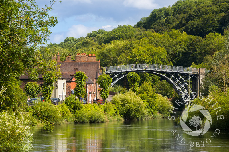 The Iron Bridge and River Severn in summer at Ironbridge, Shropshire.