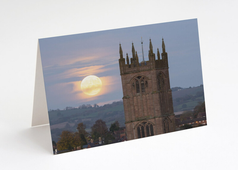 Moonrise over Ludlow and St Laurence's Church, Shropshire.