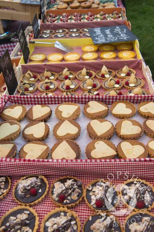 A display of pastries and bakes by Love Patisserie at Ludlow Food Festival, Shropshire.
