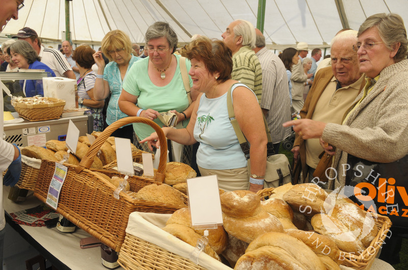 Loaves of bread for sale at Ludlow Food Festival, Shropshire, England.