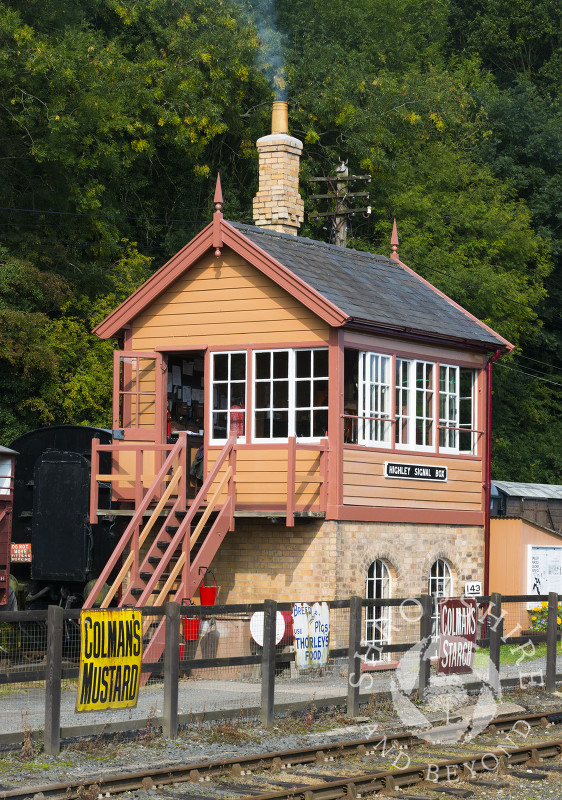 Signal box at Highley Station, Shropshire, on the Severn Valley Railway heritage line.