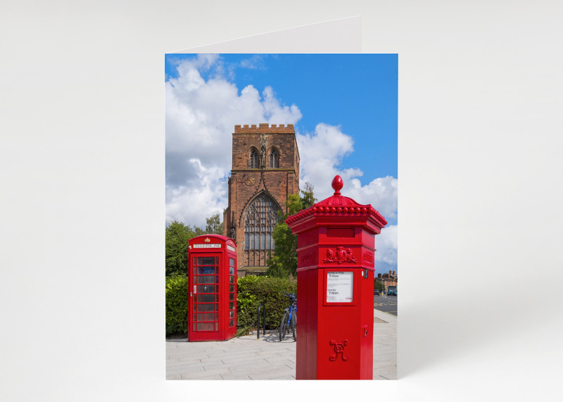 Penfold pillar box outside Shrewsbury Abbey, Shropshire.