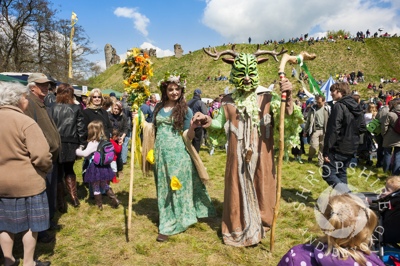 The May Queen and Green Man at the Clun Green Man Festival, Shropshire.