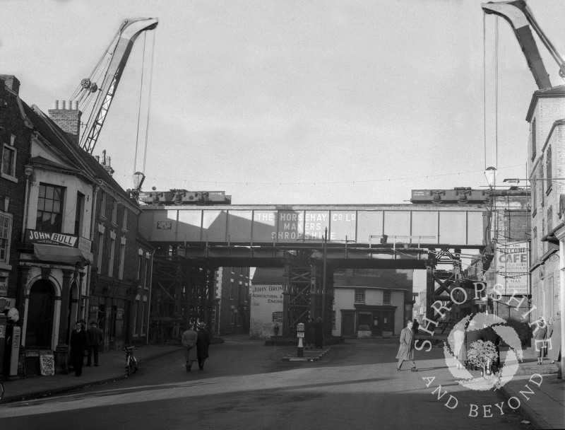 The new railway bridge made by the Horsehay Co Ltd, Shifnal, Shropshire, 1953.
