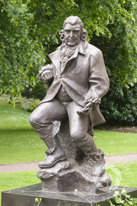 Statue of Dr Erasmus Darwin, grandfather of Charles Darwin, in Beacon Park, Lichfield, Staffordshire, England.