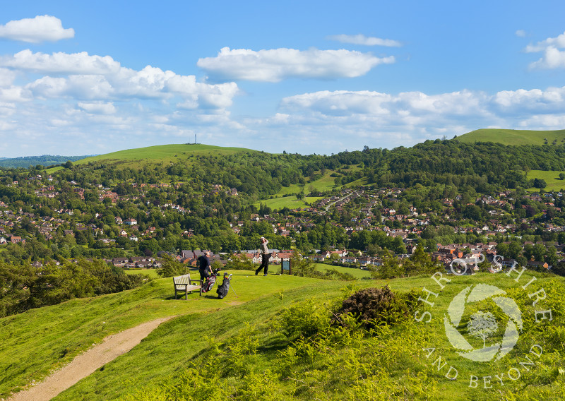 Golfing in the Shropshire Hills on the Long Mynd at Church Stretton, Shropshire, England.