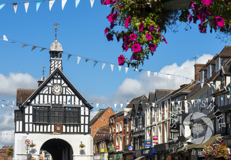 The Town Hall and High Street at Bridgnorth, Shropshire.
