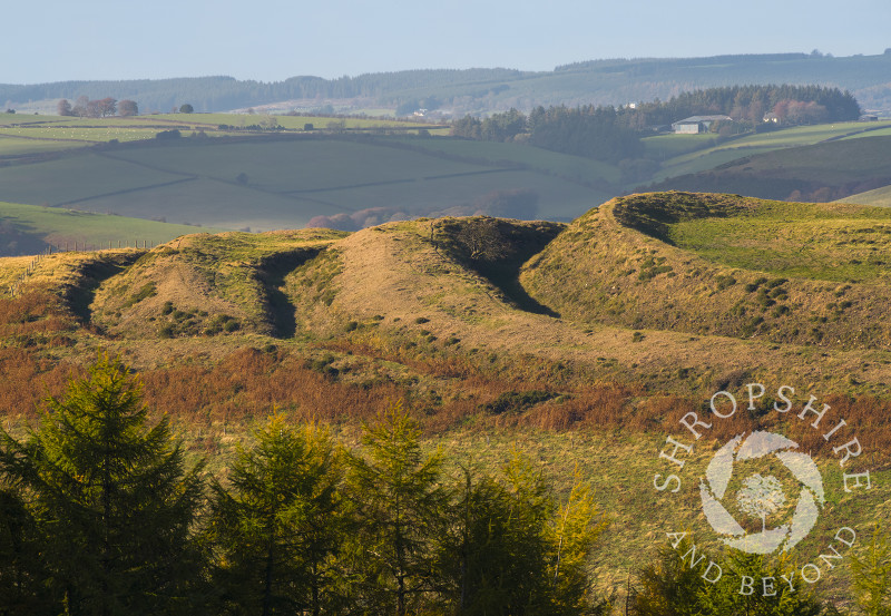 Ramparts on Caer Caradoc hill fort in the Redlake Valley, Shropshire.