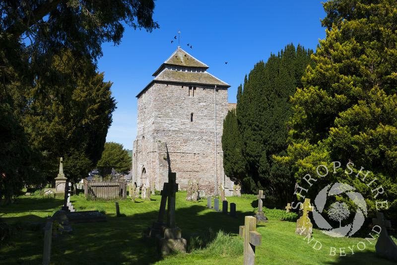 St George's Church and churchyard in Clun, Shropshire, England.