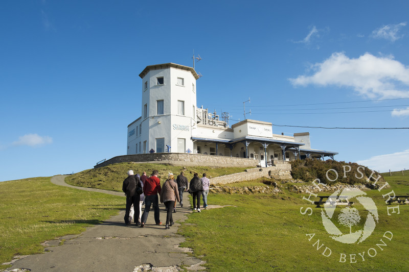 Walkers head to the Summit Complex on the Great Orme at Llandudno, north Wales.