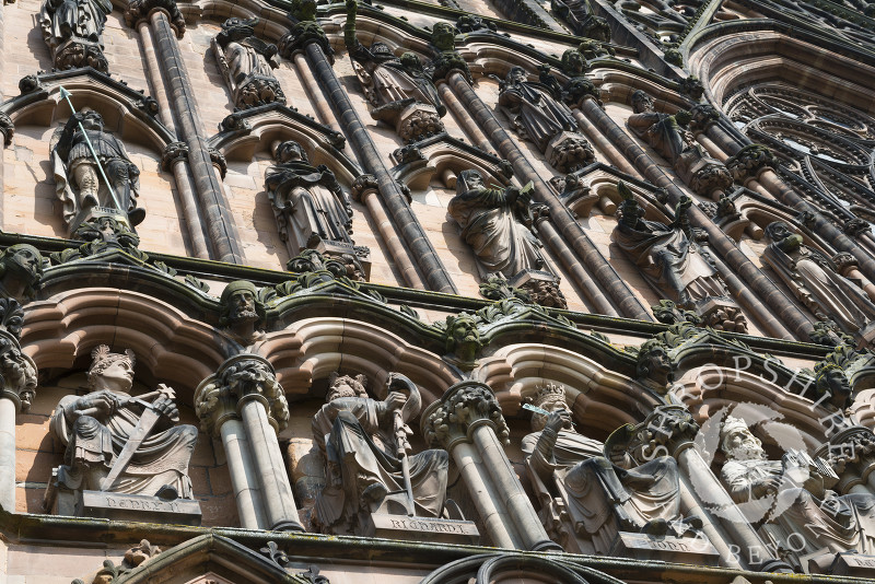 The ornate West Front of Lichfield Cathedral, Lichfield, Staffordshire, England.
