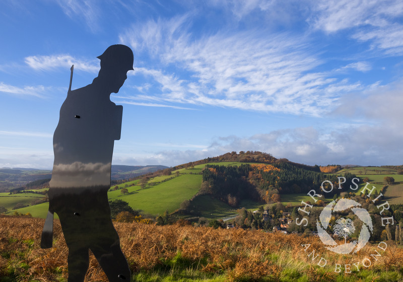 A Silent Silhouette above the village of Hopesay, Shropshire, to mark the final year of the World War One centenary.