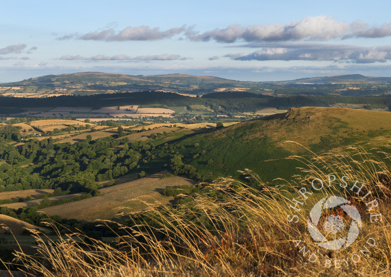 Willstone Hill, Wenlock Edge and the Clee Hills seen from Caer Caradoc, near Church Stretton, Shropshire.