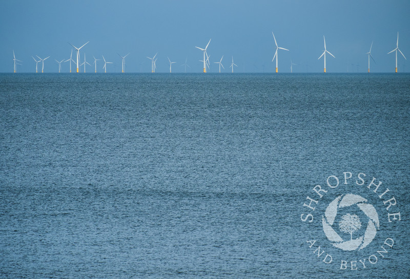 Offshore wind farm in the Irish Sea off the coast of Llandudno, Wales.
