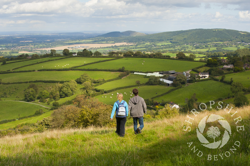 Walkers at Bromlow Callow, Shropshire, England.