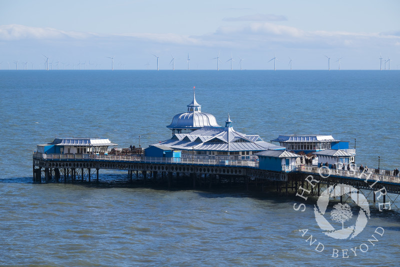 A view of the pier at Llandudno, north Wales, looking towards the offshore wind farm.