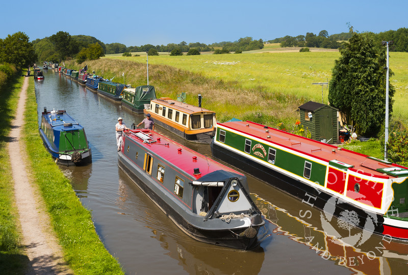 Canal boats on the Shropshire Union Canal at Norbury Junction, Staffordshire, England.