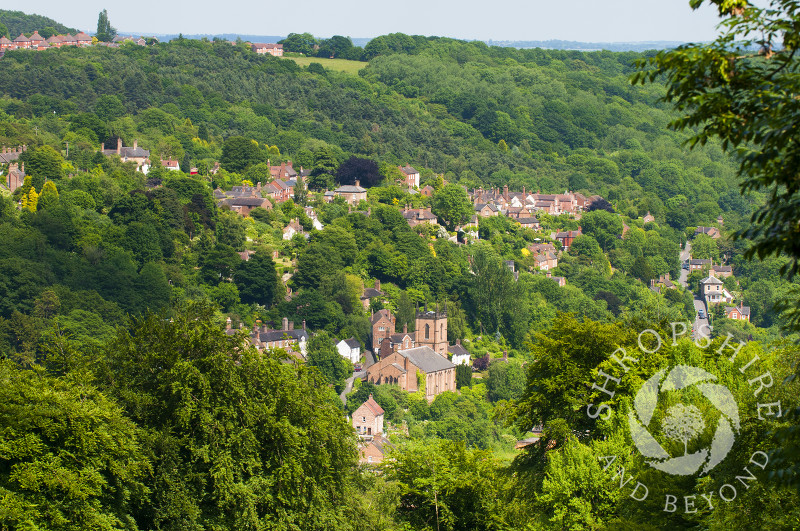 The town of Ironbridge nestling in the Ironbridge Gorge, Shropshire, England.