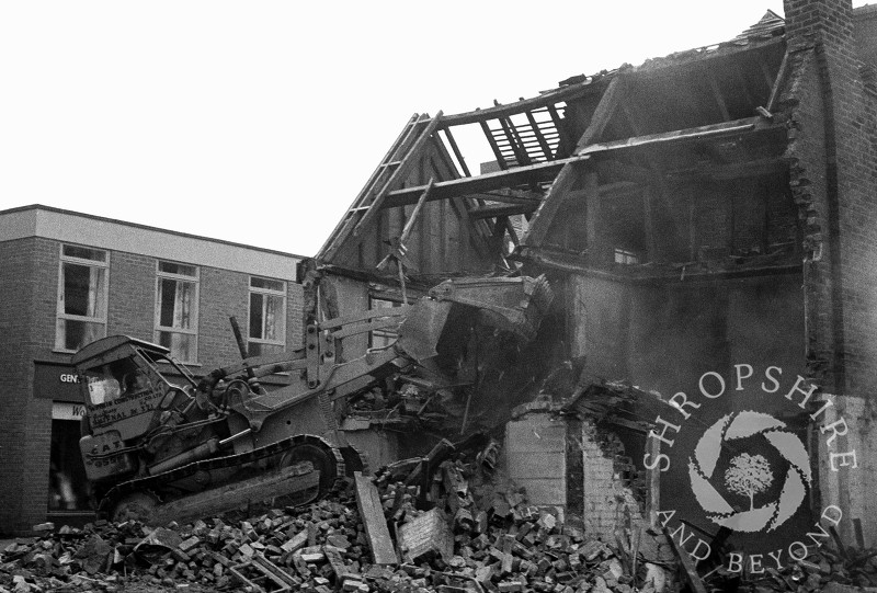 Buildings being demolished in Bradford Street, Shifnal, Shropshire, in 1966.