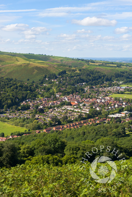 The town of Church Stretton, seen from Ragleth Hill, Shropshire.