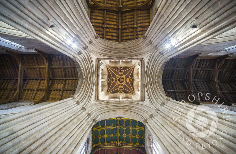 The ceiling of St Laurence's Church in Ludlow, Shropshire.