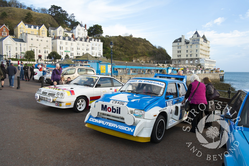 Cambrian Rally cars on the seafront at Llandudno, Wales.