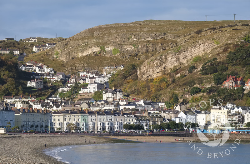 A view of the promenade and Great Orme at Llandudno, Conwy, Wales.
