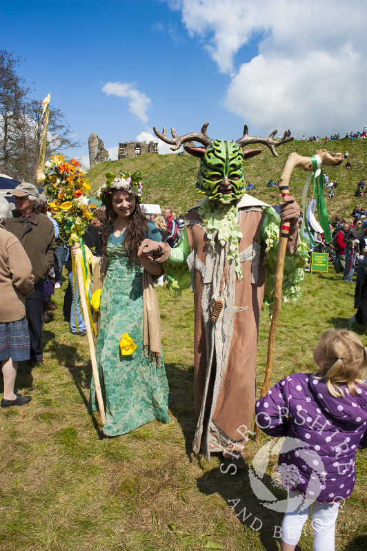 The Green Man and the May Queen at Clun Green Man Festival, Shropshire.
