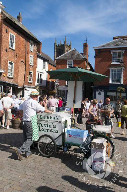 Ice cream for sale during Ludlow Food Festival, Shropshire, England.