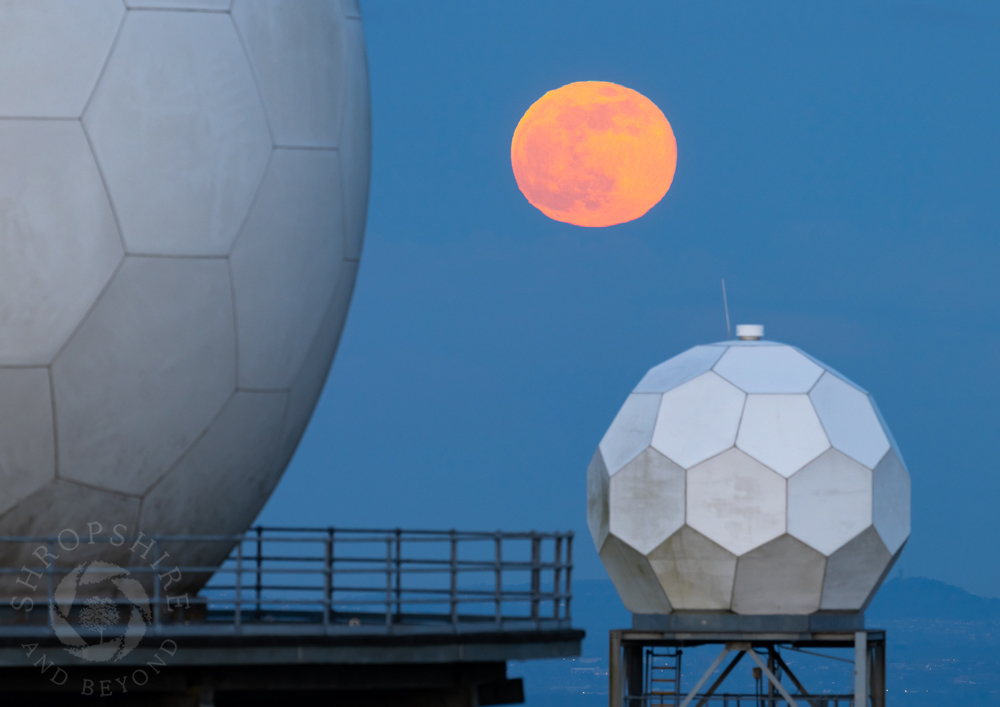 Dramatic Snow Moon over Titterstone Clee