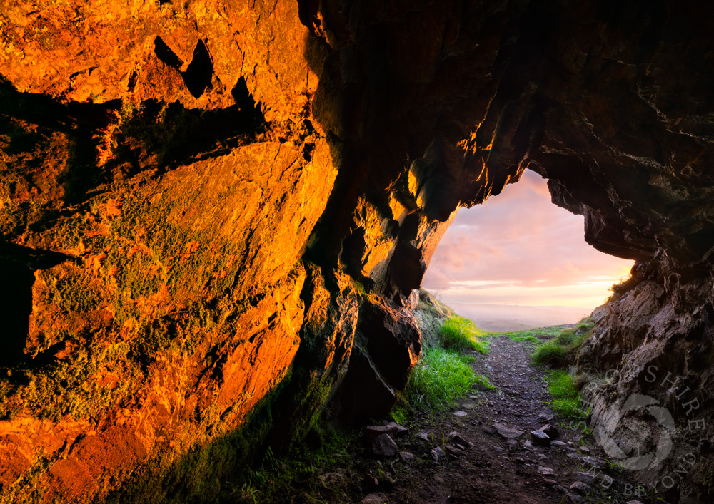 Sunset view from the cave of Caractacus