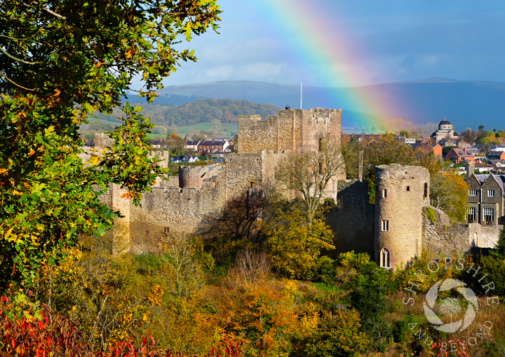 Rainbow lights up the sky above Ludlow