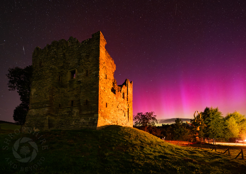 Night sky lights up above Hopton Castle