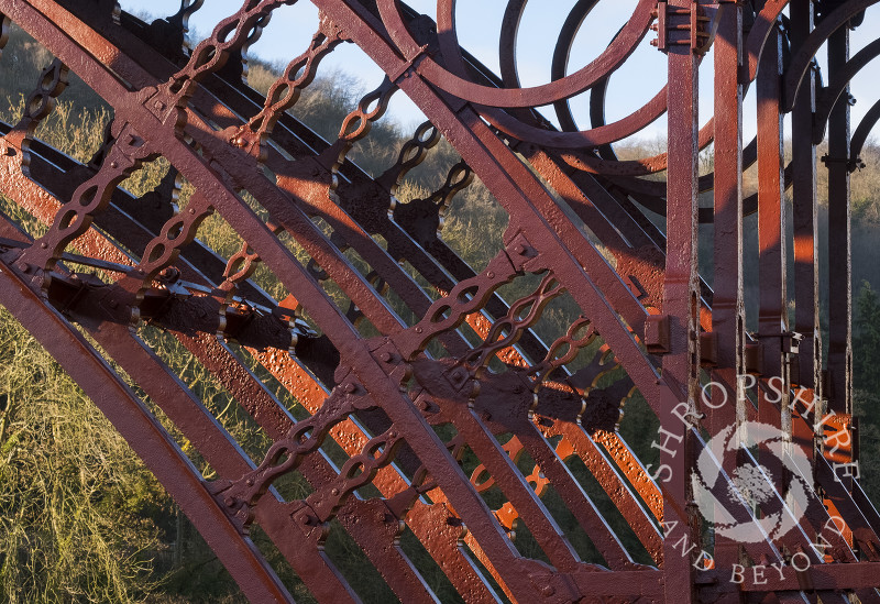 Winter sunlight on the Iron Bridge at Ironbridge, Shropshire.