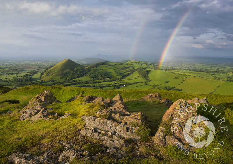 A rainbow near the Lawley, seen from Caer Caradoc, near Church Stretton, Shropshire.