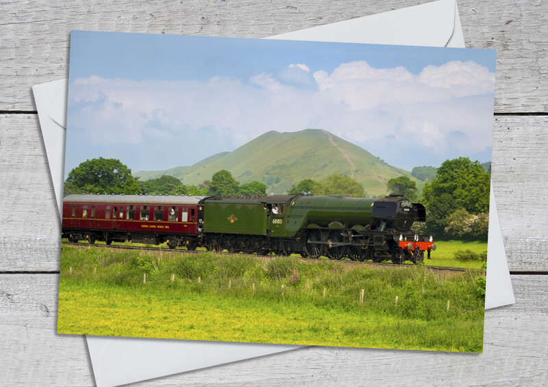The Flying Scotsman pulls the Cathedrals Express past the Lawley, near Church Stretton, Shropshire.