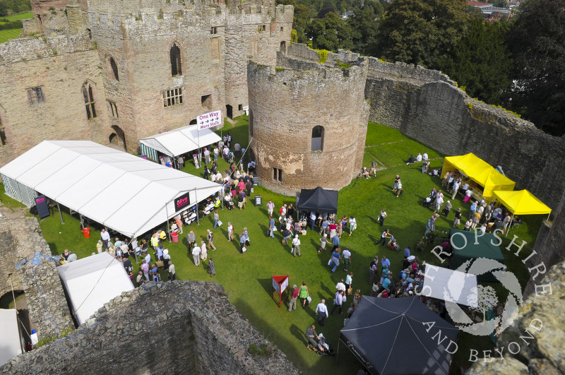 A view of Ludlow Food Festival in the grounds of Ludlow Castle, Shropshire, England.