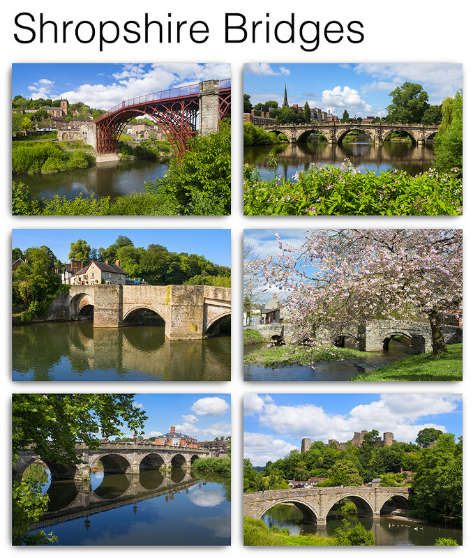 Pack of 6 Shropshire Bridges Postcards
