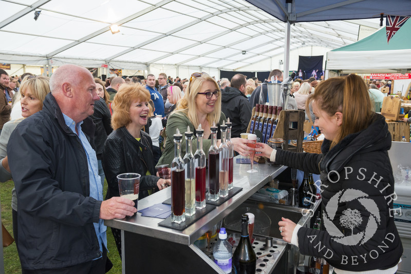 Visitors being served drinks in the Festival Pub at the 2017 Ludlow Spring Festival.
