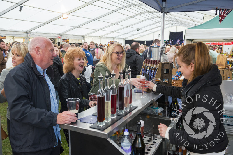 Visitors being served drinks in the Festival Pub at Ludlow Spring Festival.