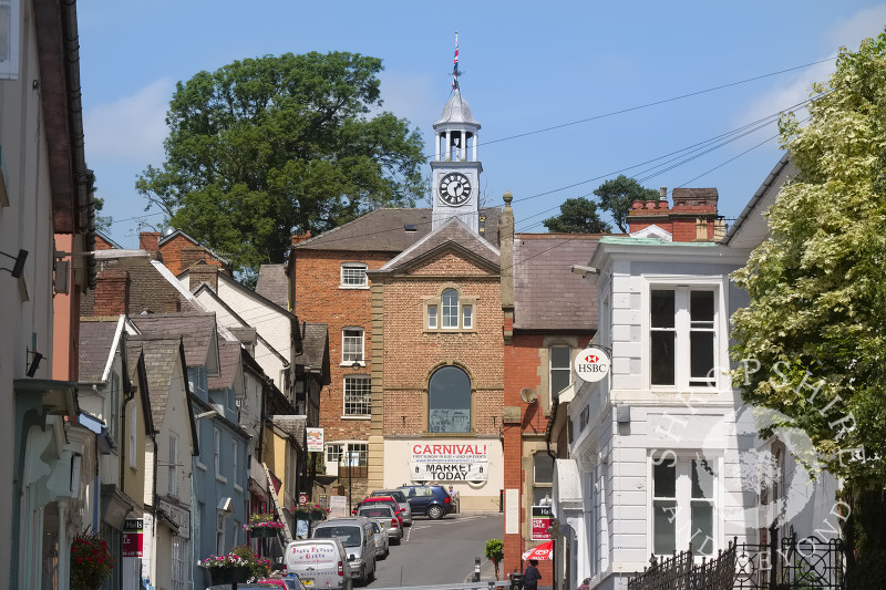 The Town Hall at the end of High Street in Bishop's Castle, Shropshire.