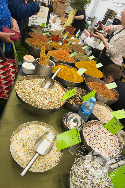 Spices for sale at Ludlow Food Festival, Shropshire.