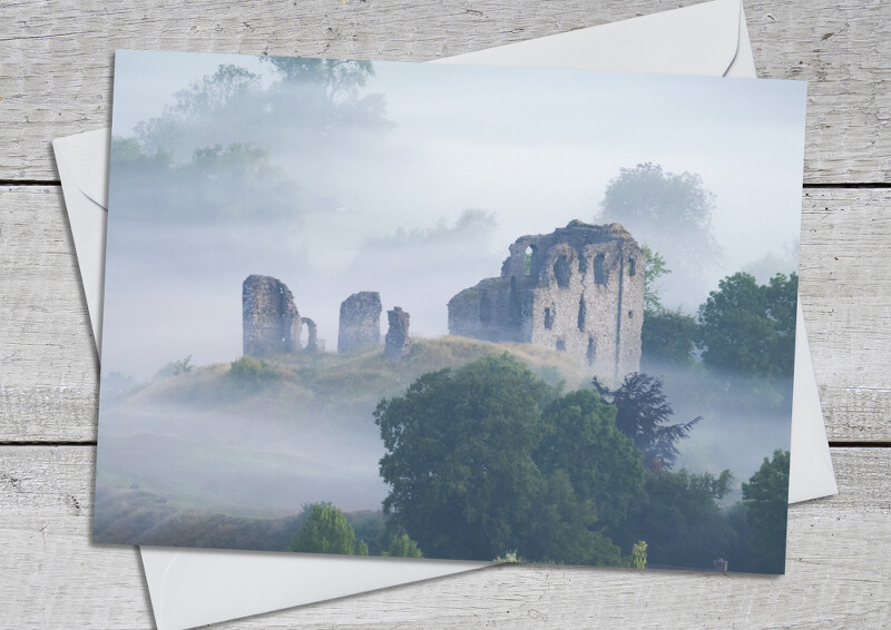 Misty dawn at Clun Castle, Shropshire