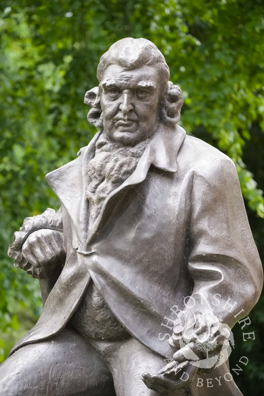 Statue of Dr Erasmus Darwin, grandfather of Charles Darwin, in Beacon Park, Lichfield, Staffordshire, England.