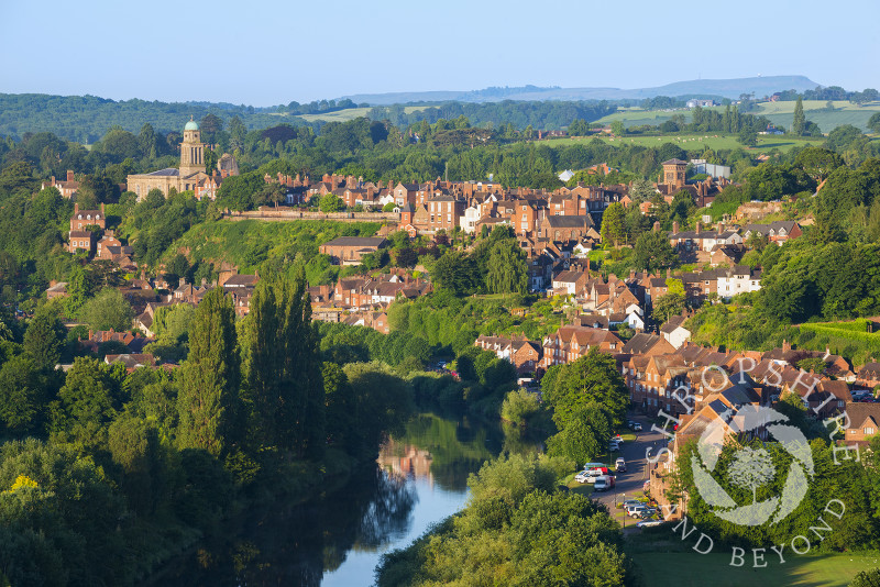 The town of Bridgnorth, Shropshire, seen from High Rock.