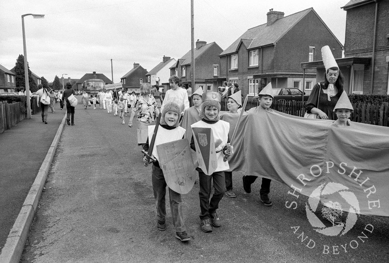Shifnal Cubs take part in the annual carnival parade at Shifnal,  Shropshire, in June 1987.