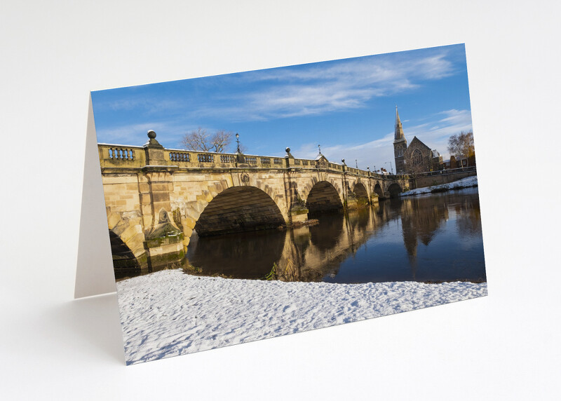 Winter at English Bridge, Shrewsbury, Shropshire.