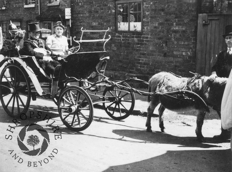 A carnival float in Shrewsbury Road, Shifnal, Shropshire, during the 1950s.